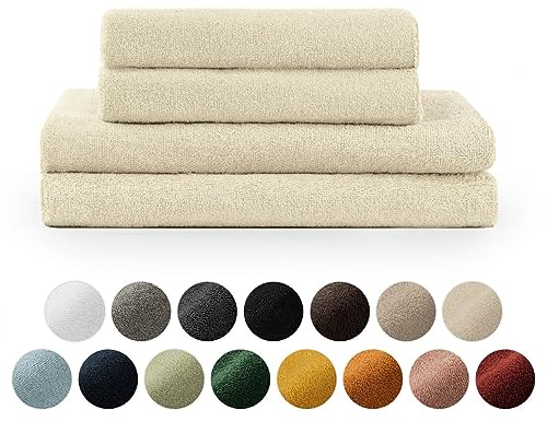 Blumtal Juego de 2 Toallas de Baño (70x140cm) + 2 Toallas de Manos (50x100cm) - Juego de Toallas Suaves y Absorebentes, 100% algodón, Certificado Oeko-Tex 100, Arena