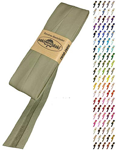 Sandras-Bastelladen Schrägband/Einfassband Baumwolle Uni gefalzt 5m x 20mm 575-Graugrün