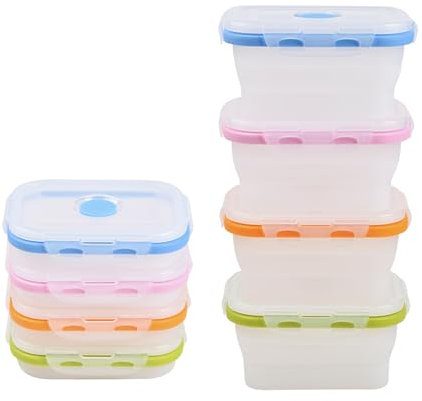 ECOBERI Small Collapsible Silicone Containers, Perfect for Snacks, Travel, Space-Saving Storage, Set of 4