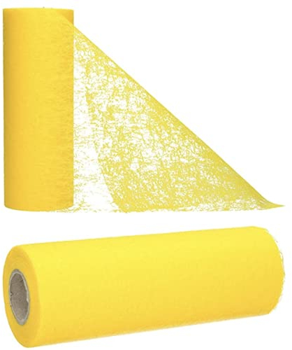 AmaCasa Tischläufer Gelb (17,5 cm x 25 m) – Hochwertiges Vliesband für stilvolle Tischdekoration bei Hochzeiten, Geburtstagen & besonderen Anlässen