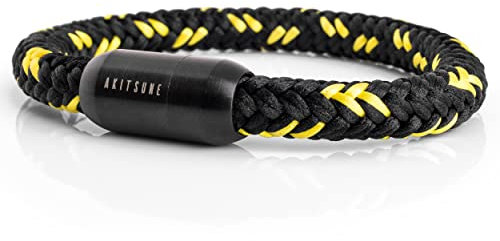 Akitsune Portus Candle Rope Bracelet | Magnetic Capsule Closure Women Men Anchor Maritime Man – Black, Stainless Steel