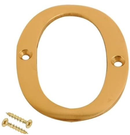 Brass Door Numbers Screw On 3 Inch Door Number Elegant and Bold Door Numerals Suitable for All Door Types Including Wooden uPVC and Composite Number 0.