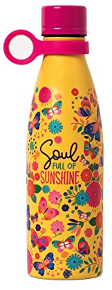 Legami - Hot&Cold, Bottiglia Termica 500 ml, Ø 7 cm, Leggera e Resistente, Chiusura Ermetica, Manico in Silicone Removibile, Tema Butterfly, Soul full of Sunshine, Senza BPA e Ftalati