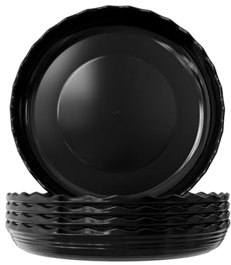 Pack of 5 Durable Black Plant Pot Saucers, Round Flower Pot Flowerpot Saucer Plastic Plant Trays Containers Plant Plate Pots for Indoor Household Outdoor Garden (16 cm)