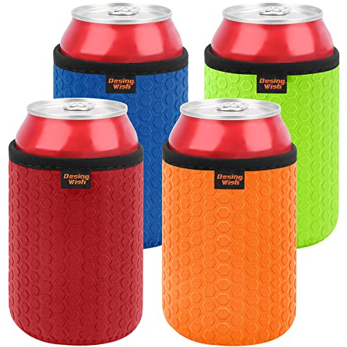 Desing Wish 4 Piezas 12 oz Can Cooler Sleeve Standard Enfriador de Latas Coke Can Sleeve Antideslizante Soporte de Neopreno Manga Aislante para Bebidas Manga Refrigerante para Latas
