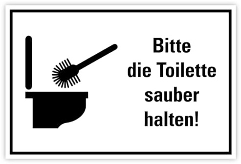 Aufkleber Hygiene Hinweis „Bitte die Toilette sauber halten!“ Folie selbstklebend, schwarz | Größen wählbar Made in Germany, Größe: 40x60cm