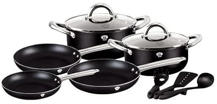 Berlinger Haus - Set di pentole da cucina, 10 pezzi, antiaderenti con utensili, pentole a induzione turbo e padelle set con manici ergonomici in acciaio inox, lavabile in lavastoviglie