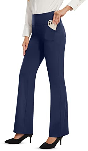 Desol Damen Bootcut Flare Yogahose, Lange Schlaghose mit 4 Taschen, Sporthose, Hohe Taille Stretch Freizeit Jogginghose Arbeitshose Ausgestellte