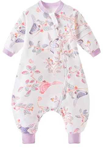Chilsuessy Baby Ganzjahres Schlafsack Mit Abnehmbaren Ärmeln und Füßen - 1.5 Tog, 100% Baumwolle, Elster Frühling, 70/Baby Höhe 70-80cm