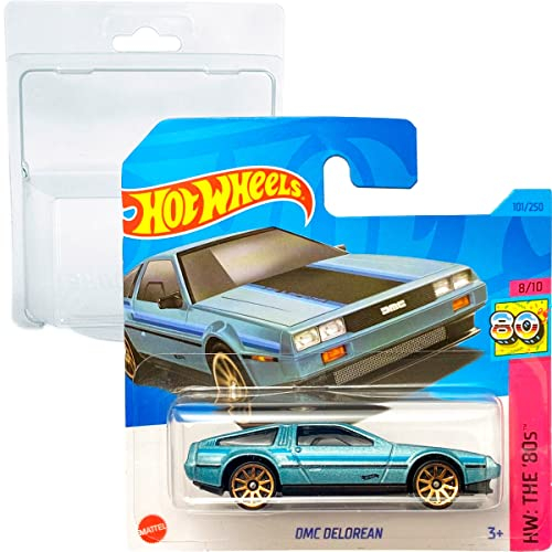 Friki Monkey Hot Wheels DMC Delorean HW: The 80's 8/10 (101/250) Short Card Mattel 2023 + Blister & Card Protector Pack