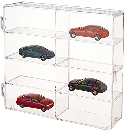 OLYCRAFT 8 Fächer Acryl Auto Vitrine Acryl Modellauto Vitrine Acryl Perlenbehälter Klare Aufbewahrungsbox Transparente Vitrine Für Modellautos Und Schmuckperlen - 19.5x17x4.4 cm