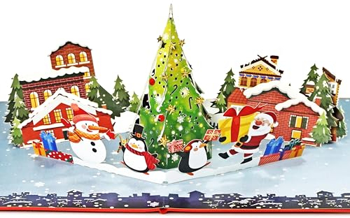 CUTPOPUP Weihnachtsnachtszene - Weihnachtskarten 3D, Weihnachtskarte 2024, Pop Up Karte Weihnachten, Weihnachtskarten mit Umschlag (Xmas Xcene) CN257DE