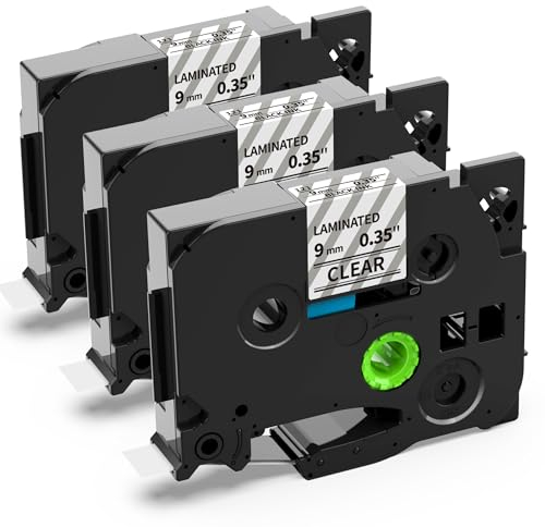 3x Airmall Kompatibel TZe 121 9mm Clear als Kompatibel für Brother P-Touch Bänder 9mm Transparent TZe-121 TZe121 für Brother P Touch Cube PT-P710BT PT-P300BT PT-H107B PT-H105 PT-H110