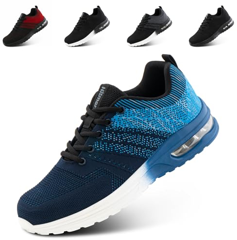 Hitmars Turnschuhe Herren Damen Laufschuhe Sportschuhe Straßenlaufschuhe Luftkissen Seanker Atmungsaktiv Gym Bequeme Leichte Joggingschuhe Blau EU 44