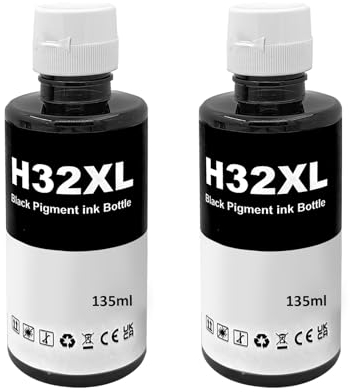LAIPENG 32XL Ink Compatible with HP 32 XL Ink Bottles for Smart Tank 315 319 455 515 516 530 555 558 559 570 655 670 790 5105 7005 7006 7305 7306 7605 415 419 Printer (2 Black)