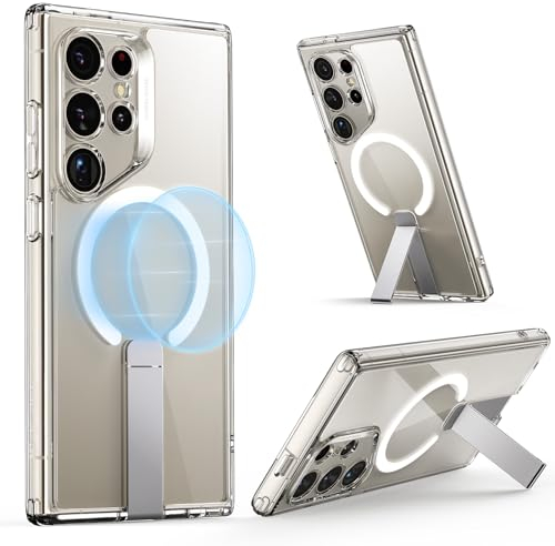 ESR für Samsung Galaxy S24 Ultra Hülle mit Ständer, kompatibel mit MagSafe, magnetische Hülle für Samsung Galaxy S24 Ultra, 3 Standmodi, Militärnorm Schutz, stoßfeste Schutzhülle, Klar