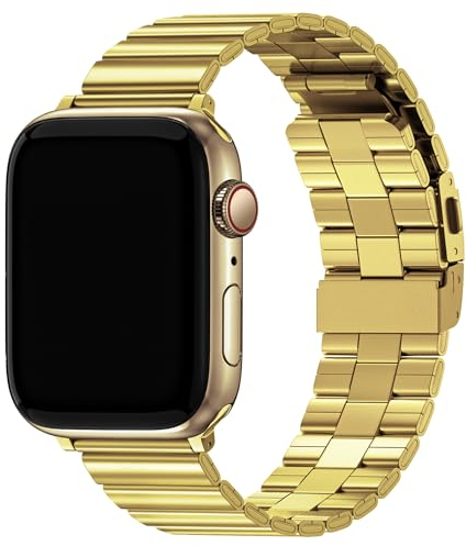 Fullmosa - Pulseras compatibles con Apple Watch 38 mm, 40 mm, 41 mm, para hombre, mujer, pulseras de acero inoxidable para iWatch Series 9, 8, 7, 6, 5, 4, 3, 2, 1 se2, oro 38/40/41 mm