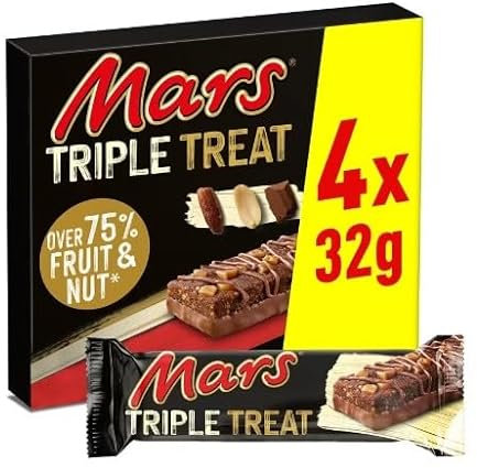 3 x Mars Triple Treat Fruit Nut & Chocolate Bars Multipack 4 X 32g Delicious Special For Easter Tasty And Twisty Treat Gift Hamper, Christmas,Birthday,Easter Gift Sold By Kidzbuzz