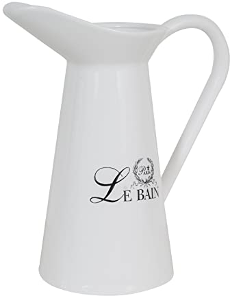 Biscottini Brocca in porcellana bianca decorata Le Bain Paris L22,5XPR14,5XH25,5 CM - Decorazioni per la casa - Caraffa acqua - Caraffa - Brocca acqua