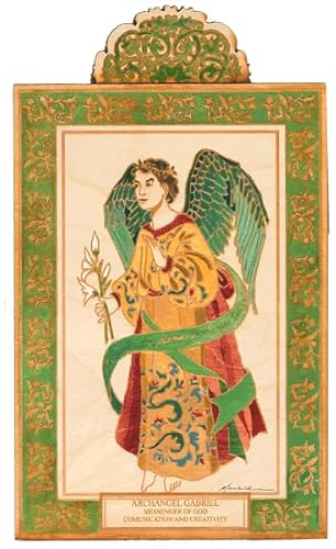 Hail Mary Gifts Religiöse & inspirierende bemalte Taschenheilige & Engel mit Gebetskarte auf der Rückseite, kleines Taschenformat, Intention Patrons Saints, Erzengel Gabriel, Schutzpatron der Geburt,