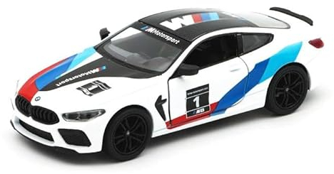 Easy Toys Modellauto kompatibel mit BMW M8 Gara. Maßstabsgetreues Spielzeugauto mit zu öffnenden Türen. Automodellierung (M8 Weiß)