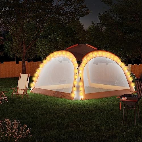 Tente de réception LED et 4 parois 3,6x3,6x2,3 m Gris et Orange,Maison & Jardin,Pelouses & Jardins,Vie en extérieur,Structures extérieures,Auvents & abris,Gris,14.52 LB,93077