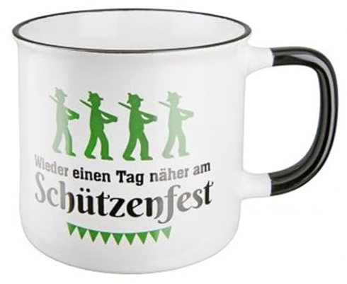 GILDE - 51637 - Kaffeebecher, Tasse, Wieder ein Tag näher am Schützenfest, Keramik, 9,8cm x 13,2cm x 8,7cm, 390ml