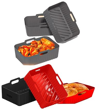 GRANZ Air Fryer Silicone Pot, 2 Pack Reusable Airfryer Liners, Silicone air Fryer Liner Accessories, Basket Rack Kitchen Gadgets Essentials Ninja, Replacement of Disposable Parchment Paper Liner