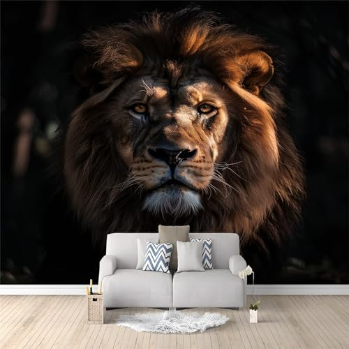 Brown Lion Theme Photo Wallpaper 150 x 105 cm Removable Photo Mural for Children's Room Bedroom Living Room Art Home Decor Wall Mural Decoration