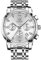 OLEVS Silberne Herrenuhr Großgesicht Chronograph Edelstahl Analoger Quarz Armbanduhr Klassisches Weiß Mode Kleid Herren Uhr Leicht zu lesen Mit Datum Wasserdicht Leuchtend Uhren Herren
