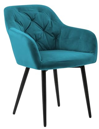 Dynamic24 Armlehnstuhl türkis Samt Esszimmerstuhl Polsterstuhl Wohnzimmer Stuhl