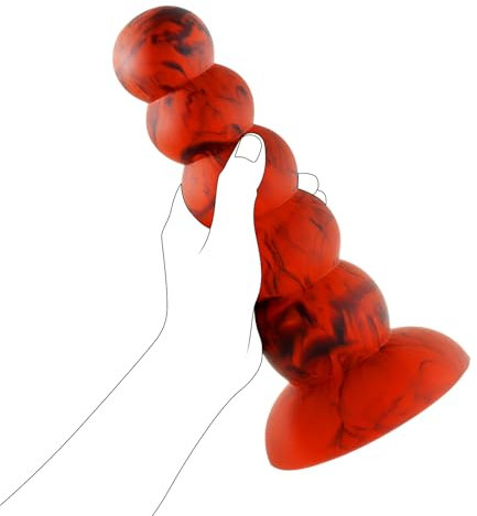 5 boules Anal Plug, 8.26inch énorme silicone perles anales, Anal Trainer coloré ventouse gode, prostate sex toys pour les femmes hommes couple, rouge