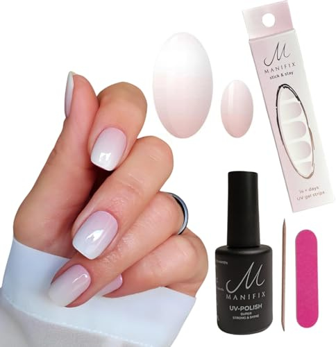 UV Nagelfolien Set, MANIFIX Starterset: ADORABLE babyboomer + UV-Coat, DIY Nägel Set für einen look wie Gelnägel - Gewinner Swiss Beauty Innovation Award 2021, vegan, eco, tierversuchsfrei
