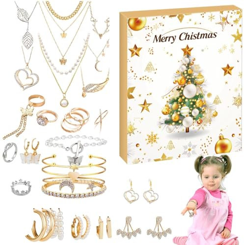 Weppduk Schmuck-Adventskalender,Schmuck-Adventskalender - Weihnachts-Countdown-Kalender 24 Tage | Trendiges Schmuckset für erwachsene Frauen und Teenager-Mädchen, Countdown-Kalender 2024