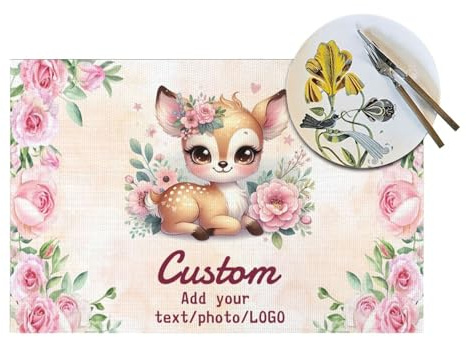 LSDINDF Personalisierte Tischsets, Personalisierbares Tischset Bedrucken mit Foto/Text, Tischset Kinder mit Name, rutschfeste, Hitzebeständig und waschbar.