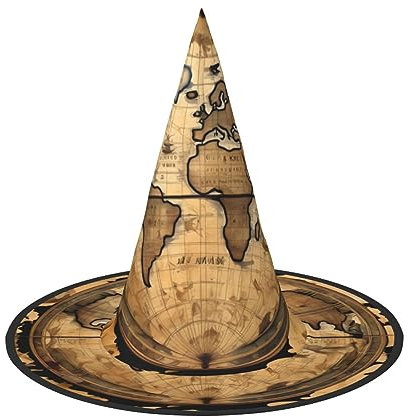 HUIKGIER Antike Karte Weltkugel Druck Halloween Hüte Einzigartige Hexenhüte für Damen Herren - Party-Dekorationen für Halloween
