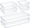 DIMJ 6 Pcs Drawer Organizer Set - Versatile Organiser Tray for Drawers, Kitchen, Bathroom and Vanity, Clear Plastic Storage Bins for Makeup, Bedroom, Gadgets, Utensils and Office In 3-Size