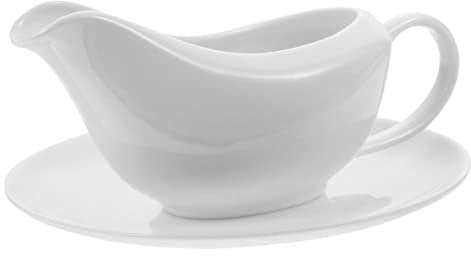 Zerodeko 1 Set Sauce Pot Vintage Gravy Boat and Saucer Sauce Boat Creamer Gravy Serving Boat Coffee Container Syrup for Coffee Gravy Pitcher Toilet Seat Lifter Ladle White Ceramics