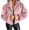 Veste en fourrure courte pour femme - Veste polaire en fausse fourrure - Veste en peluche - Veste surdimensionnée Y2K - Veste douillette à manches longues - Élégante veste festive moelleuse - Veste
