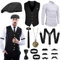 NEUFOOD 20er Jahre Accessoires Herren, 20er Jahre Kostüm Herren, Mafia Karneval Kostüm Herren, 20er Jahre Kleidung Zubehör mit Westen Hemd & Verschiedenen Accessoires für Halloween, Karneval Kostüm L