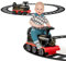 COSTWAY 6V Kinder Elektroauto, Elektro Zug mit Bahn, Musik, Lichter, Stauraum & einziehbaren Fußpedalen, Elektisches Kinderauto für Kinder ab 3 Jahren (Schwarz)