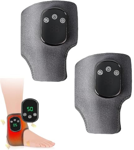 Thermo-Knöchelmassagegerät, Fußmassage, elektrische Massagegeräte, tragbar, Fußmassage, 3 Vibrationsmodi, 5 Temperaturstufen, verbessert die Durchblutung, hilft bei der Entspannung der Füße (1 Paar)