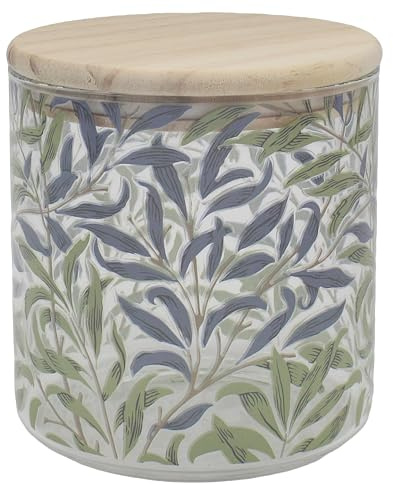The Leonardo Collection Willow Bough Glass Food Storage Canister | Secure Lid, Pantry Organizer, Countertop Display, Elegant Pattern, Reusable Container, Food Safe, Gift Ready