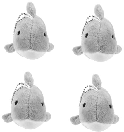 Warmhm 4 Stücke Teiliges Mini Plüsch Hai Realistische Weiche Meeresräuber Schlüsselanhänger für Rucksack Handtasche Geschenkidee Leicht Niedliches Tiermotiv als Party-Favor und