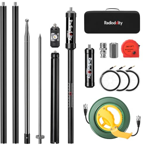 Radioddity HF-010 Antenne HF Portable, Multibande Verticale Antenne, POTA | 10 Bandes 80m-6m pour Radioamateur et HF émetteurs-récepteurs, Connecteur en acier inoxydable 304, trépied et piquet de terre