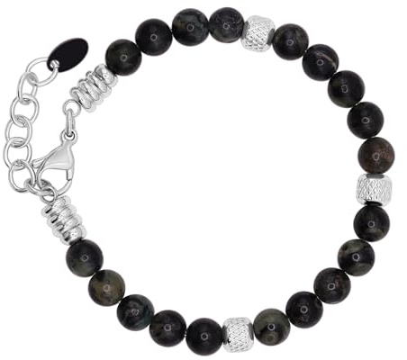 Heideman Armband Herren Iven mit Naturstein Perlen Silber Edelstahl grau | Natürliches Geschenk für Männer zum Geburtstag, alltagstauglich, leicht, hautfreundlich und alltagstauglich kombinierbar.