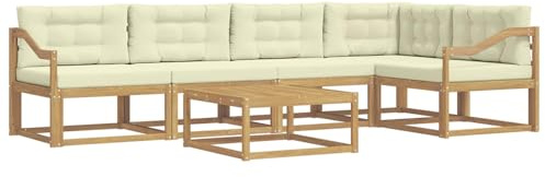 vidaXL Outdoor-Sofagarnitur 6 pcs Weiß und Creme 79 x 79 x 37 cm, Modernes Gartenmöbelset, wetterfestes Sofa, schicke Sitzgruppe, langlebige Liege fürs Poolside