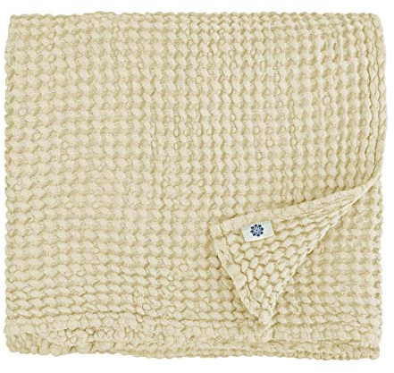 Linen & Cotton Premium-Qualität Waffel Tuch Saunatuch Strandtuch Handtücher Badetücher Duschtücher Gästehandtücher Ezra, 48% Leinen, 52% Baumwolle - 50 x 70cm (Sandfarbe/Beige/Creme)