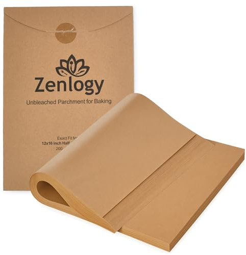 Zenlogy 12x16 Parchment Paper, 200 Sheets, Pre-Cut, Fits Half Sheet Pans