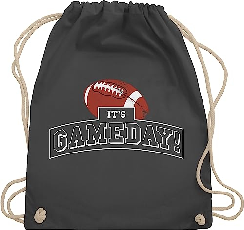Turnbeutel Rucksack - It's Gameday Vintage Football - Unisize - Dunkelgrau - sports bag american+football+tasche sport beutel american tasche footballfans turnsackerl geschenke für fans stoffbeutel